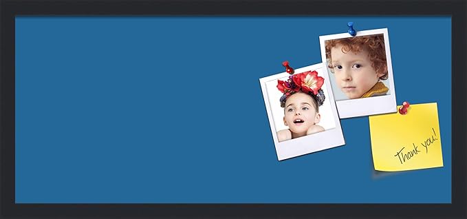 PinPix 28x12 Inch Cork Bulletin Board. This Decorative Framed Pin Board Comes with Navy Pastel Design and a Satin Black Frame. Ideal for Home Office Decor or Message Board (PinPix-1811)-DeskLoop Office