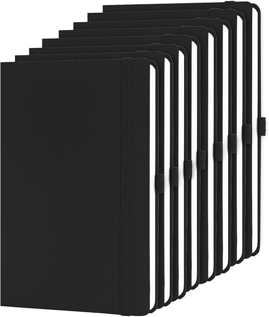 KODAPAGE Black A5 Liend Journal Notebook, 7mm College Ruled Notepad, Journaling for Writing, Work, School, Travel and Note Taking, Hardcover 224 Pages (112 Sheets) 5.5 x 8.3 inches (8 Pack)-DeskLoop Office