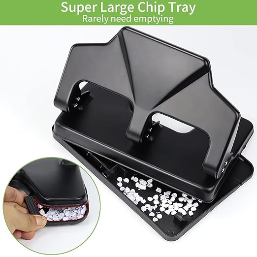 AFMAT 3 Hole Punch Heavy Duty, 40-Sheet Three Hole Punch, 50% Reduced Effort Metal Paper Puncher w/Large Chip Tray-DeskLoop Office
