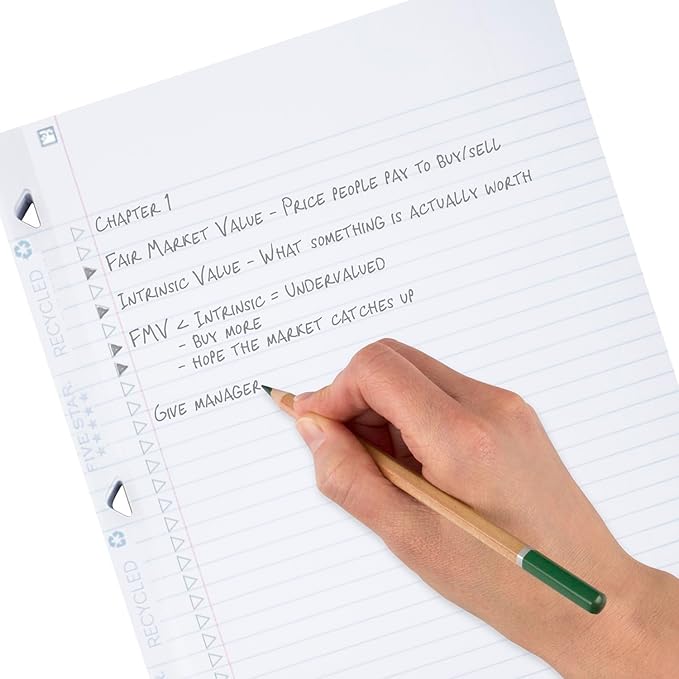 Five Star Loose Leaf Paper + Study App, Recycled Notebook Paper, College Ruled Paper, 8-1/2" x 11", 80 Sheets, Reinforced Filler Paper (170023)