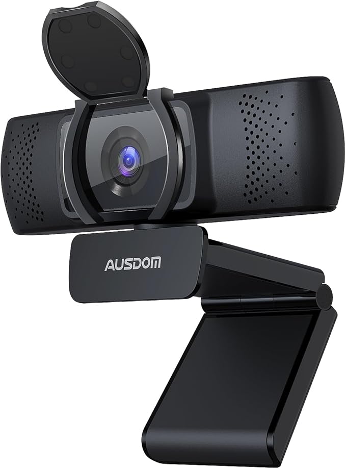 AUSDOM 4K Webcam, Autofocus Webcam with Microphone, Privacy Cover, Plug and Play USB Computer Web Camera for Pro Streaming/Online Teaching/Video Calling/Zoom/Skype (Black-4K)-DeskLoop Office