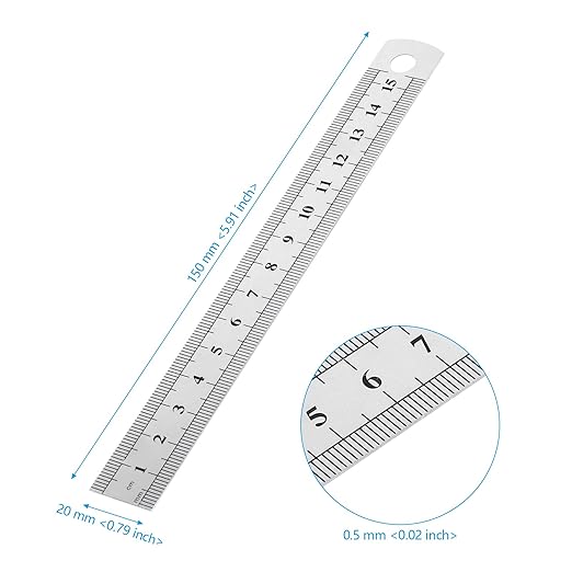 30 PCS 6 Inch Stainless Steel Ruler Bulk, Straight Edge Metal Rulers with Inch and Metric Scale Measuring Tool for Measuring-DeskLoop Office