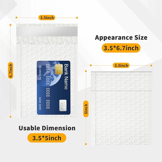 Bubble Mailers 3.5x5 inch 40Pack White Bubble Mailers Self-Seal Padded Mailing Envelopes Bubble Opaque Padded Mailer for Small Businesses to Package and Mail Jewelry Cosmetics#0000-DeskLoop Office