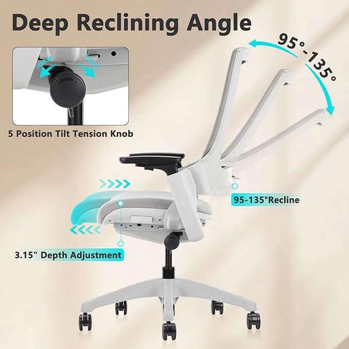 CLATINA Office Chair Swivel Executive Chair, Adjustable Ergonomic Computer Chair with 3D Armrest and Lumbar Support, Fabric Backrest Task Chair for Home Office Conference Room-DeskLoop Office