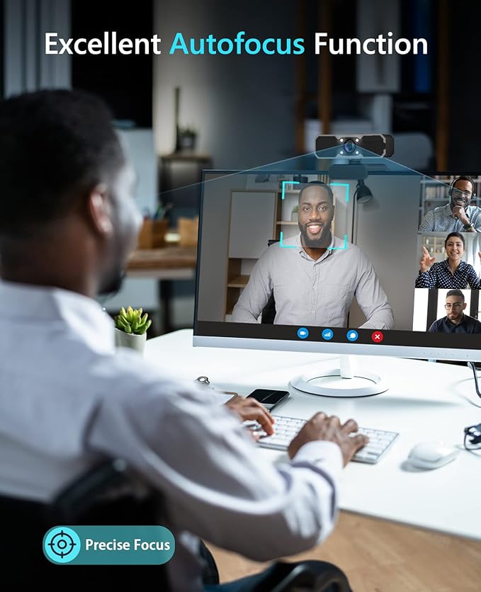 NBPOWER 1080P 60FPS Streaming Camera Webcam with Microphone and Fill RGB Light,Autofocus,Work with Laptop/Desktop Computer/Winsdows/Mac OS/PC Computer for Camera-DeskLoop Office