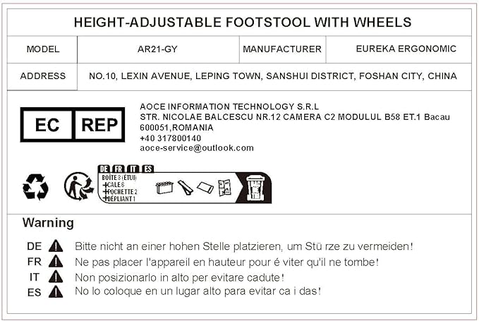 EUREKA ERGONOMIC Height Adjustable Foot Stool,19x18'' Large Seat Under Desk Footrest,Swivel Rolling Chair W Sturdy Wheels,Ottoman Stool Simple Meeting Chair for Home Office,Grey-DeskLoop Office