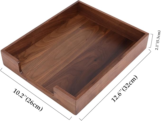 Bamber Wood Letter Tray Wooden Desk Organizer Paper Document File Tray for Office Supplies Collection Folders Notebooks, Black Walnut-DeskLoop Office
