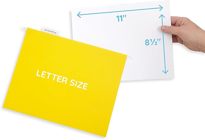 Blue Summit Supplies Hanging File Folders, 25 Reinforced Hang Folders, Designed for Home and Office Color Coded File Organization, Letter Size, Yellow, 25 Pack-DeskLoop Office