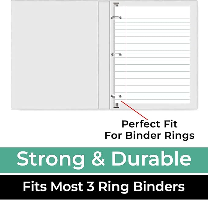 Loose Leaf Paper, 450 Sheets, 3 Pack, 56 gsm Wide Ruled Sheets, 8" x 10.5", Bulk Notebook Paper, 3 Hole Punched, 150 Sheets/Pack, Wide Ruled Paper for Binders, Loose Leaf Office Paper, White-DeskLoop Office