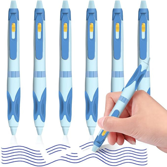 M&G 6 Pcs Retractable Erasable Gel Pens, 0.5 mm Blue Ink Gel Pen, Extra Fine Point Erasable Pen Make Mistakes Disappear, Premium Comfort Grip Note Taking and Crossword Puzzles-DeskLoop Office
