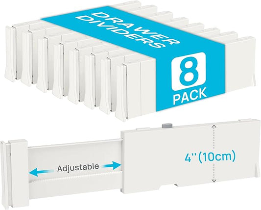 Vtopmart Drawer Dividers for Clothes 8 Pack, Adjustable 4" High Expandable from 11.6"-17" Dresser Drawer Organizer, Plastic Drawers Separators for Dresser, Baby Clothes, Kitchen and Office Storage-DeskLoop Office