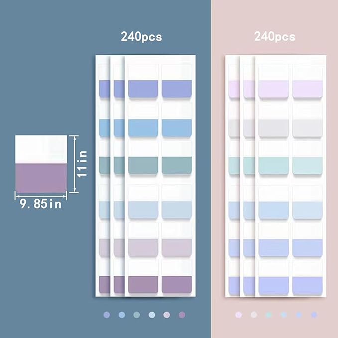 ELII 480 Pcs Morandi Tabs 1 inch Sticky Index Tabs, Writable and Repositionable Book Tabs Flags Colored Page Markers Labels for Reading Notes, Classify Files-DeskLoop Office