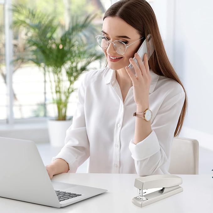 Marspark 10 Pcs Stapler for Desk Office Staplers Bulk with 6000 Staples 25 Sheet Capacity for School Office (White)-DeskLoop Office