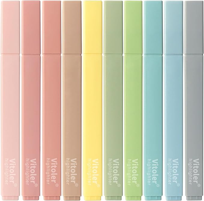 Highlighters Assorted Colors,10Pcs Bible Highlighters and Pens No Bleed, Assorted Colors, Pastel Set, Cute Marker Pens-DeskLoop Office