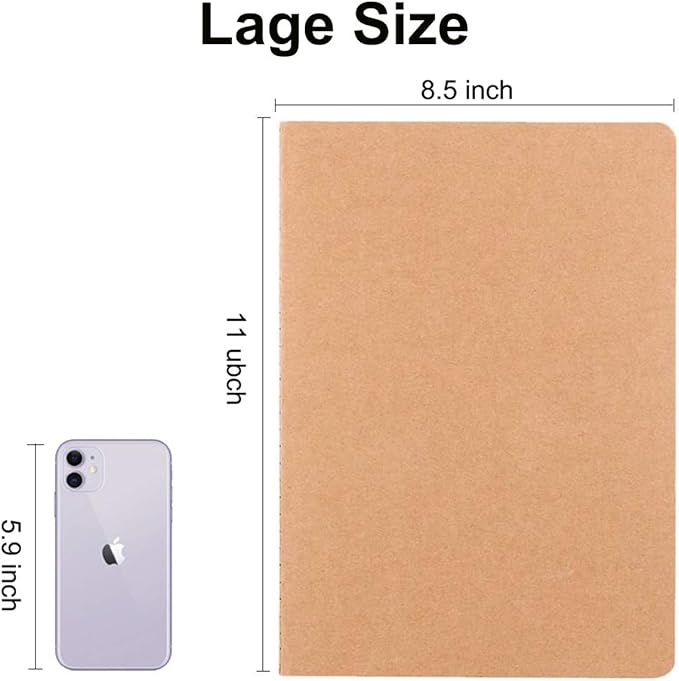 Large Dot Grid Notebook Journals Bulk with Thick Dotted Grid Paper, 60 Pages, 8.5x11 inch, Composition Diary Subject Notebooks Planner for Travelers Students Office, Kraft Journal Set, 12 Pack-DeskLoop Office