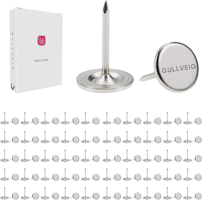 Gullveig Silver Push Pins - 100 Piece Set in Elegant Metallic Finish - Durable Metal Thumb Tacks, Reusable Paper Box - Perfect for Home, Office, and DIY Projects - Ф11mm x 17mm-DeskLoop Office