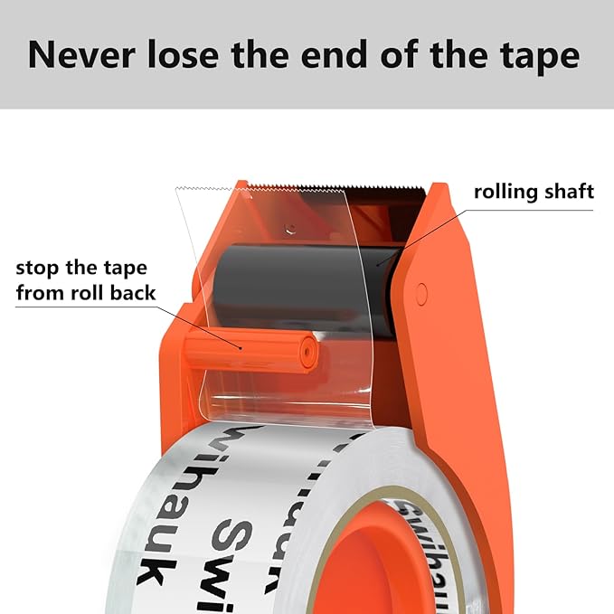 1.88 in x 66.6 YDs Clear Heavy Duty Packing Tape with Dispenser, Strong & Durable Shipping Tape, Packaging Tape, Packing Tape Dispenser for Packing Boxes, Moving Supplies, Shipping and Mailing-DeskLoop Office