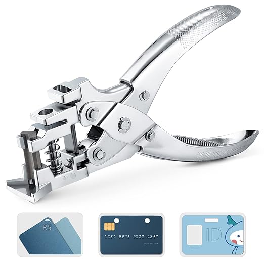 3 in 1 Badge Slot Hole Punch for ID Card: IMLIKE Handheld Card Puncher Suitable for PVC Material, Business Cards and Cardstock(1/8"×33/64" Slot Hole, 3/16" Round Hole and R5 Corner Rounder in one)-DeskLoop Office