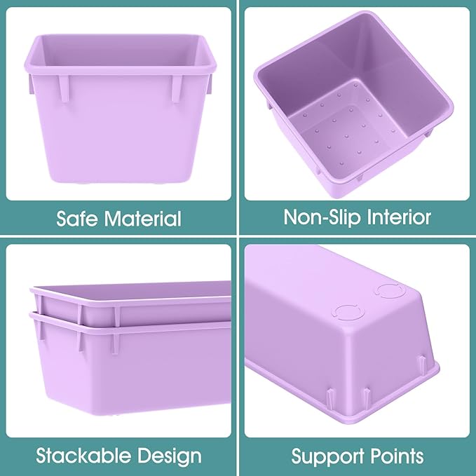 WOWBOX 25 PCS Plastic Drawer Organizer Set, 4 Sizes Desk Drawer Divider Organizers and Storage Bins for Makeup, Jewelry, Gadgets for Kitchen, Bedroom, Bathroom, Office, Purple-DeskLoop Office