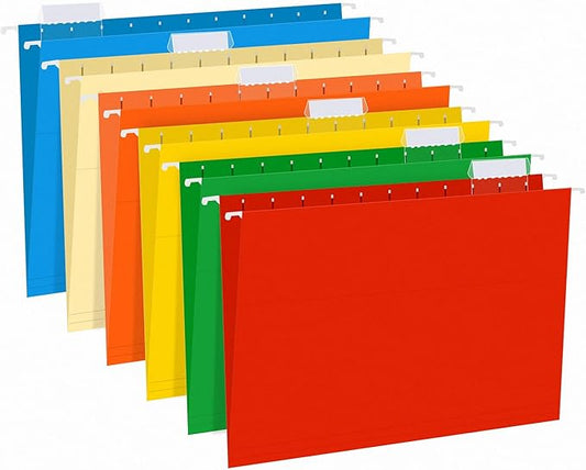 Hanging File Folders, RAZCC 30 Pack Reinforced Hanging Folders Letter Size, Designed for Bulky Files, Filing Cabinet, Adjustable Tabs, Assorted Colors-DeskLoop Office