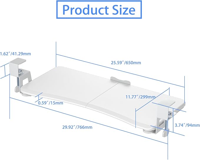 suptek Keyboard Tray Under Desk Pull Out with C Clamp Mount, Computer Keyboard & Mouse Tray, 25.6 (30 Including Clamps) x 11.8 inch Slide-Out Platform Computer Drawer for Typing, White, DSF1W-DeskLoop Office