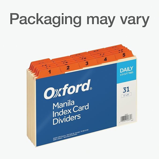 Oxford 05832 Laminated Tab Index Card Guides, 1/5 Tab, 5 x 8 - Image 5