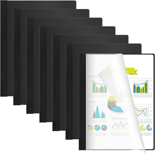 10 Pcs Thermal Binding Covers, 8.5 x 11 Inch Letter Size, 1 Inch Spine Holds 240 Sheets, Clear Front Paper Back Report Cover Suitable for Schools Offices Presentation(Black)-DeskLoop Office
