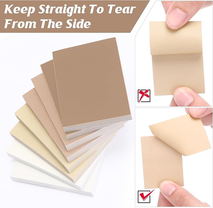 Fainne 60 Pads Sticky Notes Bulk 1.5 x 2 Inch Mini Self Stick Note Small Assorted Bright Colors Paper Memo for Office School Notebook Supplies 50 Sheets/pad (Simple Style,Khaki Series)-DeskLoop Office
