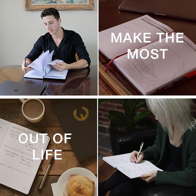 The Phoenix Journal - Best Daily Goal Planner, Organizer, & Calendar for Goal Setting, Gratitude, Happiness, & Productivity - Vision Board & Habit Tracking - 12 Weeks, Undated, Hardcover (Sapphire)-DeskLoop Office