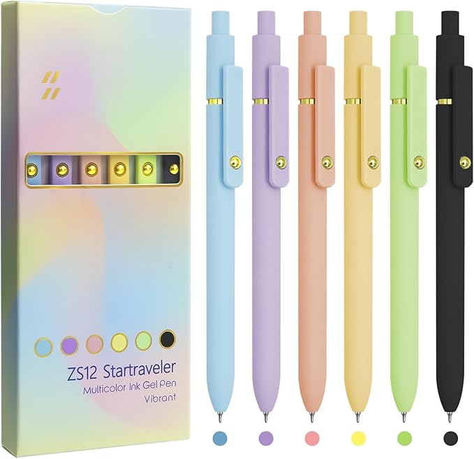 Colored Pens, 6 Pcs Colorful Pens Fine Point Smooth Writing Pen, 0.5mm Colored Ink Gel Pen for Journaling Note Taking Planner, School Supplies Gifts for Nurse Teacher (6 Pcs Gold Vibrant)-DeskLoop Office