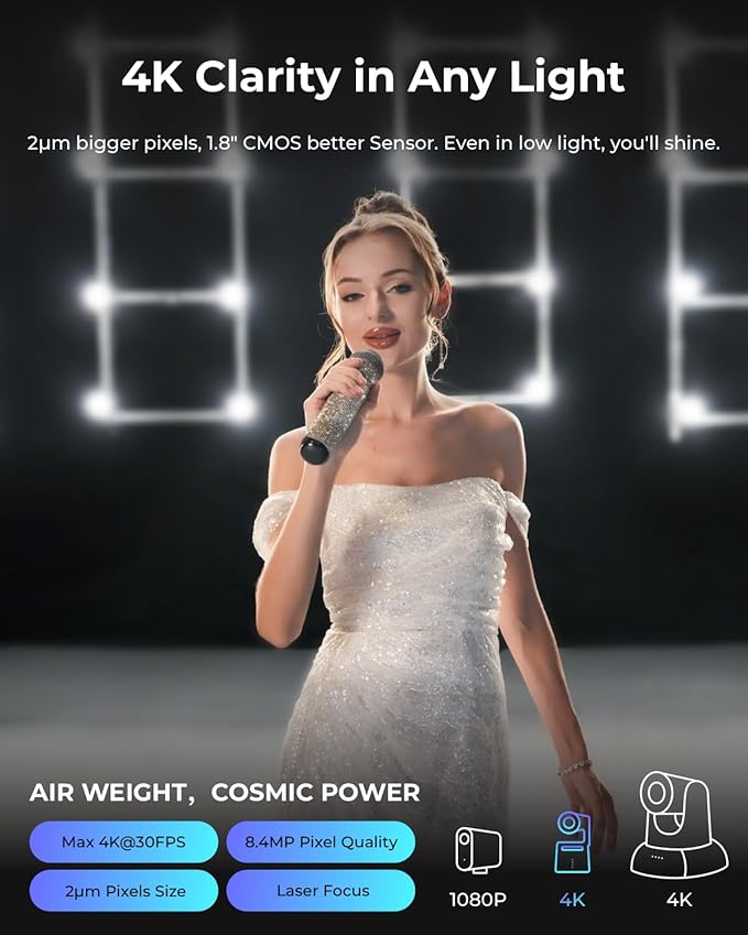 OBSBOT Tail Air & Smart Remote Combo, Streaming Camera with AI Tracking PTZ, Intelligent APP, Gesture Control, HDMI/USB-C/Wireless Webcam, Video Cameras for Filming, Worship, Content Creator, etc.-DeskLoop Office