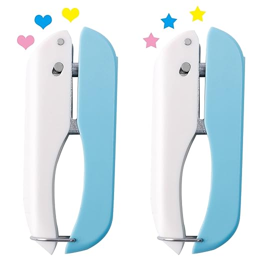 UCEC Paper Hole Punch Shapes, Single Holes Puncher, 1/4 Inch Handheld Star Punch + Heart Shape Puncher, Star Mini Hole Punch Heart Punches of School Supplies for DIY Scrapbook, Paper Crafts-DeskLoop Office