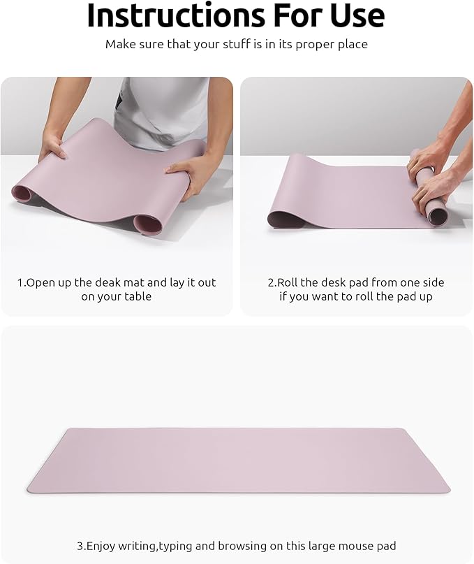 YSAGi Leather Desk Protector, Office Mat, Large Mouse Mat, Non-Slip PU Leather Blotter, Laptop Desk Mat, Waterproof Writing Pad for Office and Home (Grayish Lavender, 31.5" x 15.8")-DeskLoop Office