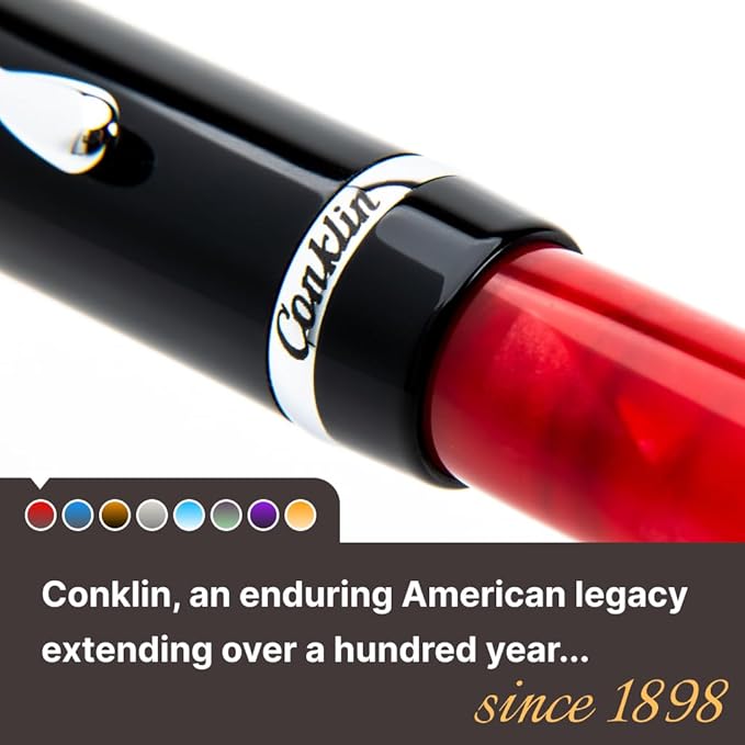 Conklin Duragraph Fountain Pen Red Nights - Fine Nib, Luxury Writing Instrument with Bold Red Finish-DeskLoop Office