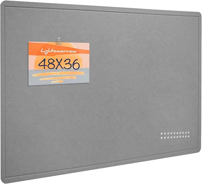 Large Bulletin Board - 48 x 36 Inches, Decorative Felt Pin Board for Wall - 4' x 3' Foldable Photo Display Board with Self-Adhesive Tape, Includes 20 Push Pins - Gray-DeskLoop Office