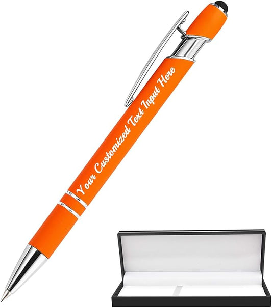 Personalized Ballpoint Pen 1pcs, Custom Pens Free Engraved Bulk with Name Logo, Soft Black Ink Stylus with Touch Metal Office, Gift for Anniversaries, Graduations, Birthdays-DeskLoop Office