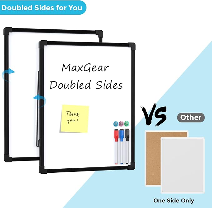 MaxGear Small Dry Erase Board, Includes 3 Dry Erase Markers 3 magnets Double - Image 8