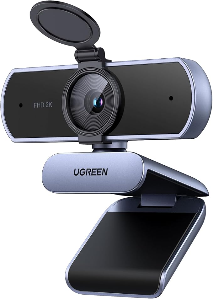 UGREEN 2K Webcam for PC Ultra HD 1080P Computer Webcam with Microphone, PC Camera with Privacy Cover, USB Web Camera for Streaming, Conference, Video Calling, Zoom, Skype, Teams, FaceTime, Grey-DeskLoop Office