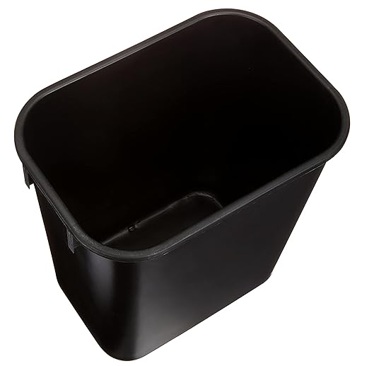 Amazon Basics Small Trash Can, Rectangular Commercial Office Wastebasket, 3 Gallon (Pack Of 2), Black (Previously AmazonCommercial brand)-DeskLoop Office
