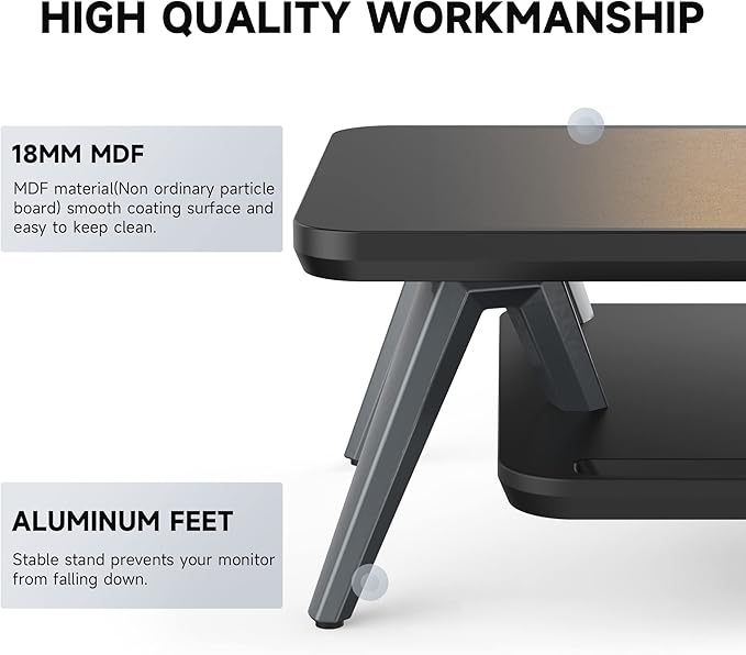 Fenge Dual Monitor Stand, Monitor Stands Riser for 2 monitors, 42.5 Inch Wood Desk Shelf with Storage Organizer and Cable Management for Office Desk Accessories-DeskLoop Office