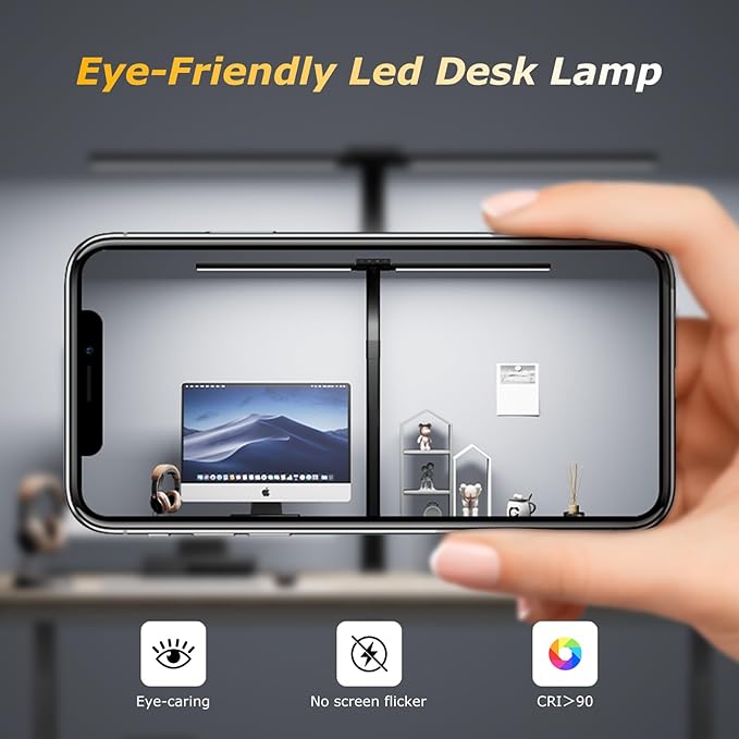 Desk lamp,LED Desk Lamps for Home Office,24W-Eye-Caring Computer Desk Lamp with Clamp,Architect Lamp with Flexible Gooseneck,LED Table Light for Reading,Dimmable Monitor Table Lamp,Double Head-DeskLoop Office