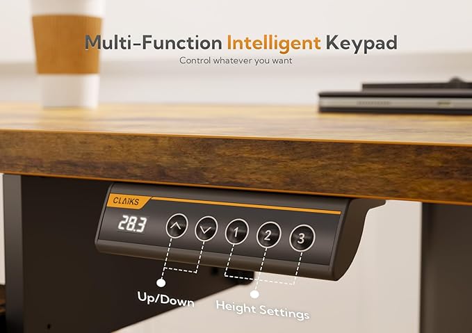 Claiks Standing Desk with Keyboard Tray, Standing Desk Adjustable Height, Raising Desks for Home Office and Computer Workstation, 48 Inches, Rustic Brown-DeskLoop Office