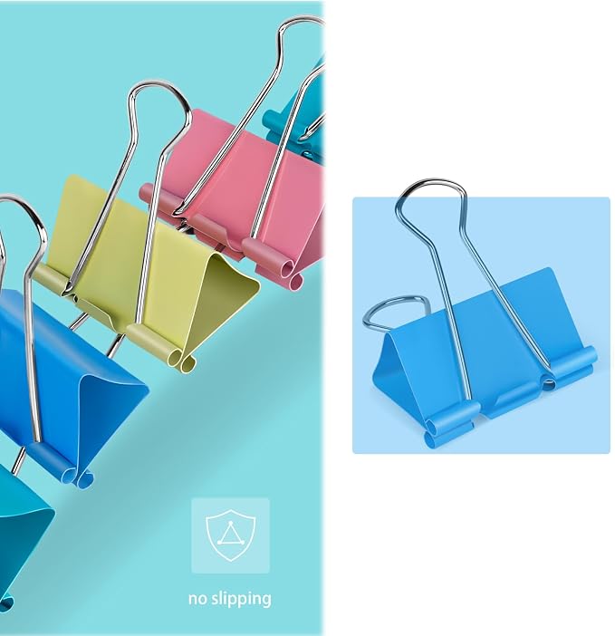 Ufmarine Extra Large Binder Clips 2 inch Length, Colorful Paper Clips Large - Image 7