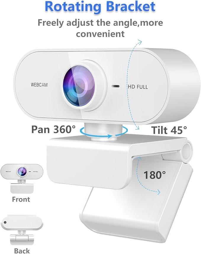Webcam 1080P HD Webcam for PC,Web cam with Microphone,Stand for PC/MAC/Laptop/Desktop,Wide Angle Web Cameras for YouTube,Skype,Zoom,Xbox One,Video Calling-DeskLoop Office