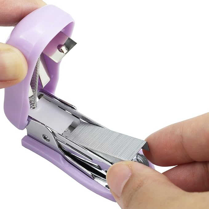 Mini Desktop Stapler Set,20 Sheet Capacity,Includes Built-in Staple Remover and 750PCS No.12 Staples,Small Cute Stapler for Office and School Supplies (Purple)-DeskLoop Office