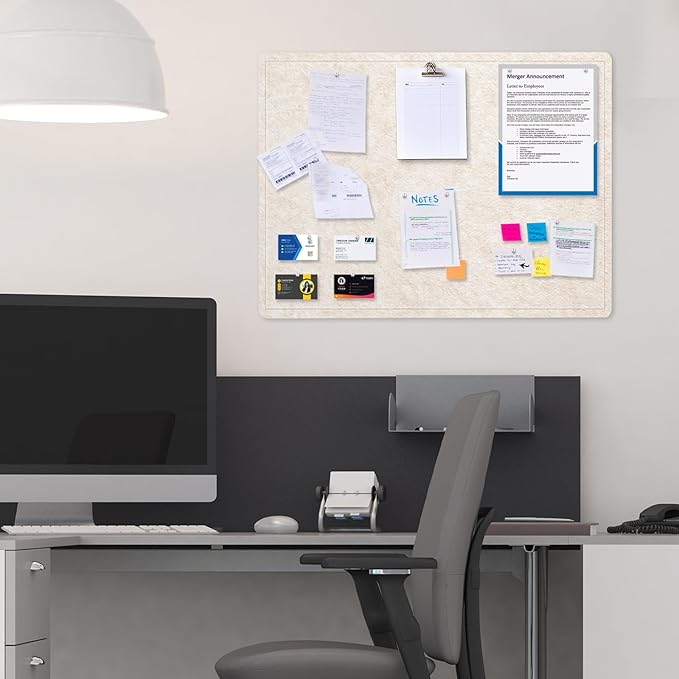 Bulletin Board, 24 x 18 inches Decorative Felt Pin Board, Cork Board Alternative for Wall, Foldable Photo Board with 20 Pushpins - Oatmeal-DeskLoop Office