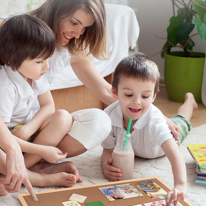 16” x 24” Cork Boards for Walls with Wooden Frame 1pack, Double Sided Office Board for Wall Organizer, Bulletins Board Decorative Hanging Pin Board for School, Home & Office, Notice Board Memo Board-DeskLoop Office