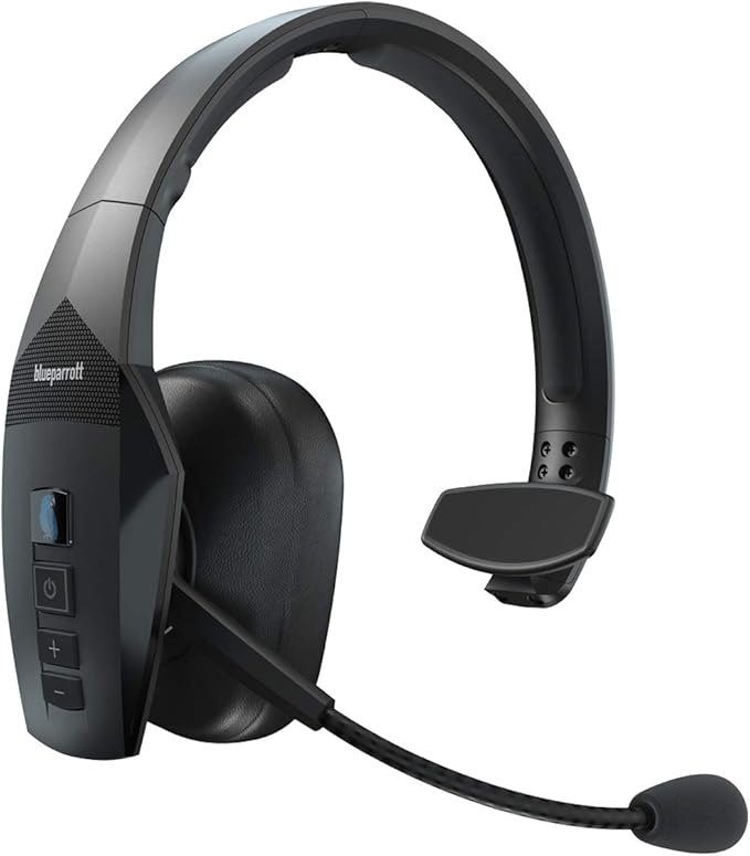 BlueParrott B550-XT Mono Bluetooth Wireless Headphones 96% Noise Canceling Over Head Trucker Headset with Mic, 100% Voice Control, IP54-Rated Protection, 24 hrs. Talk Time, Black-DeskLoop Office