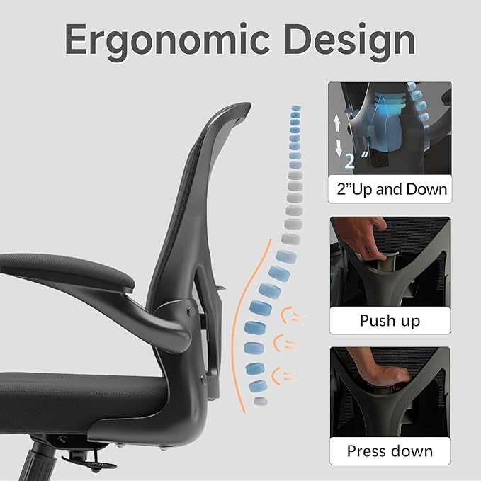Desk Office Chairs Computer Mesh Chair Executive Chair with Lumbar for Home & Office (03BLACK)