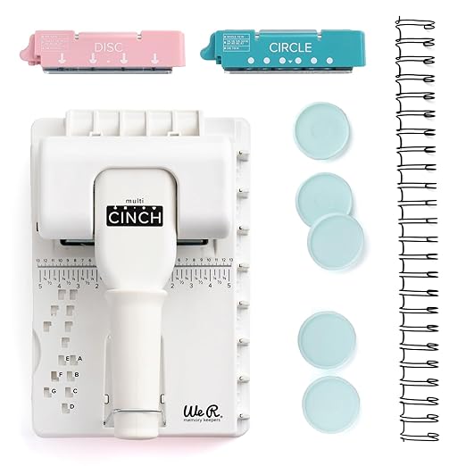 We R Memory Keepers Multi Cinch Kit (2 in 1 Circle & Disc) Book Binding Art Crafts Sewing Scrapbooking Journaling Printmaking Paper Craft Office Home Card Stock DIY Card Making Sticker Machine-DeskLoop Office